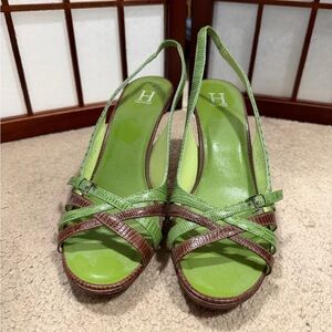 Tommy Hilfiger Green and Brown Slingback Heels